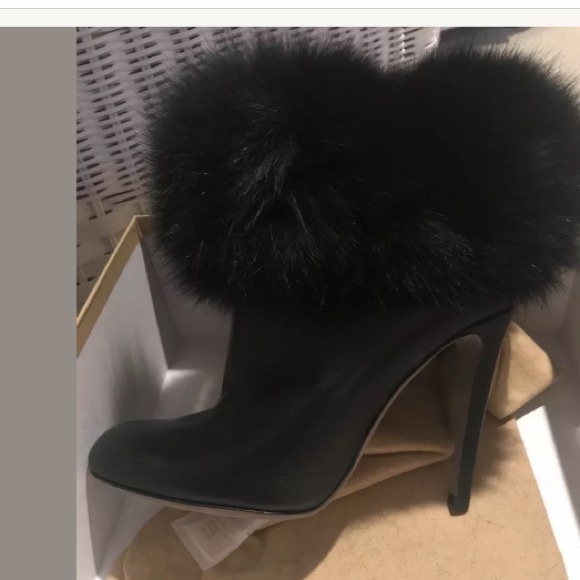 Sergio Rossi Leather Fox Fur Ankle Boot Size 39 - Picture 8 of 8